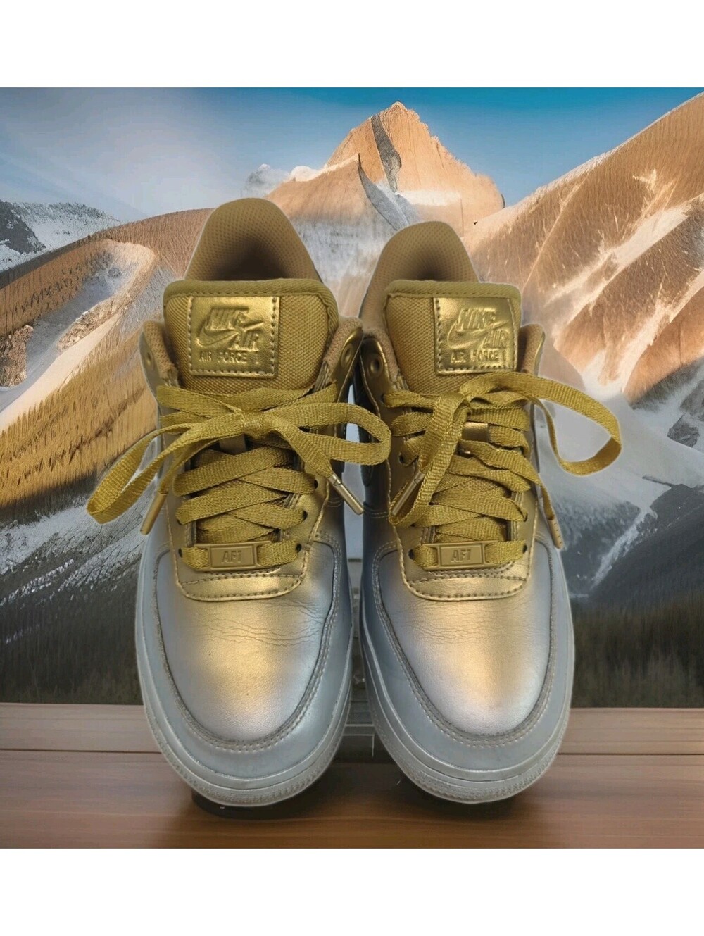 Nike Air Force 1 AF1 Low Lux Metallic Gold Silver Platinum Gradiant Women 6 36.5 - Picture 4 of 14